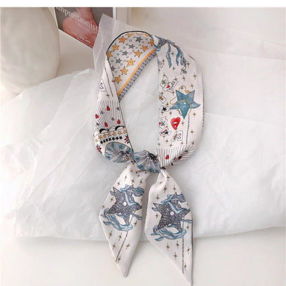 Vintage-inspired faux silk scarf with tarot designs - Image 1
