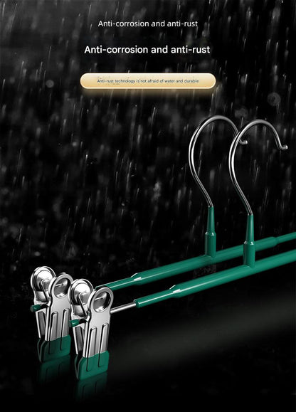 Non-slip pants hanger in dark green