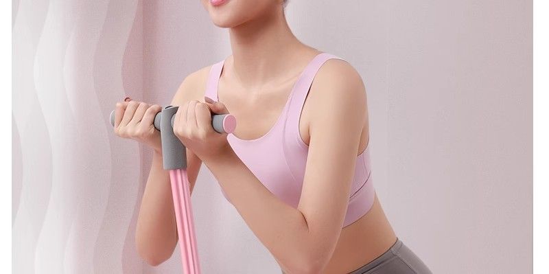 User exercising with resistance bands