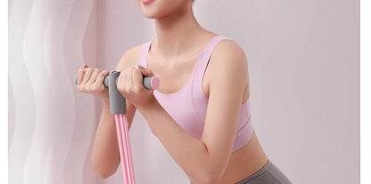 User exercising with resistance bands