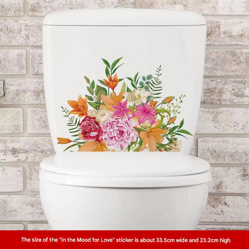Floral toilet lid sticker design 4