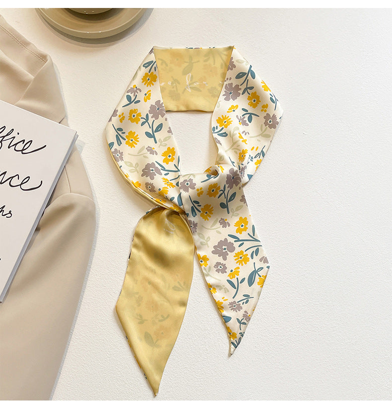 Yellow floral scarf as hairband