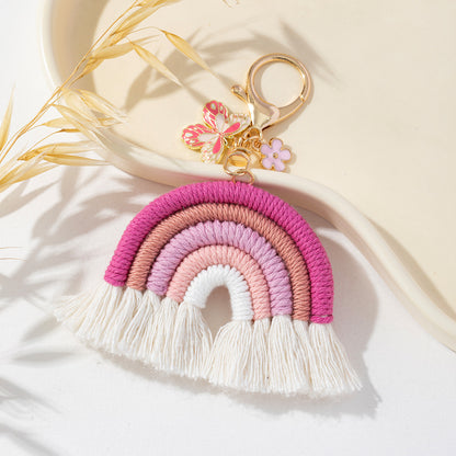 Vibrant Multi-Color Butterfly Flower Keychain Pendant Image 1