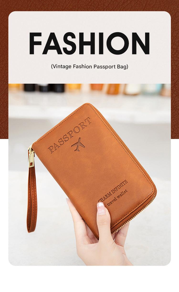 RFID passport holder in brown