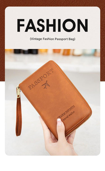 RFID passport holder in brown