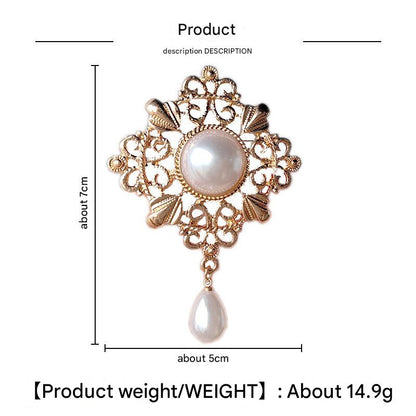 Elegant Vintage Pearl Brooch - Front View