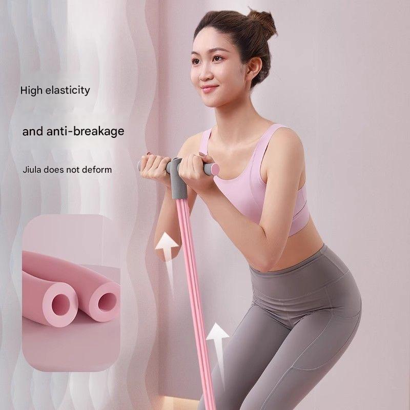 User exercising with resistance bands