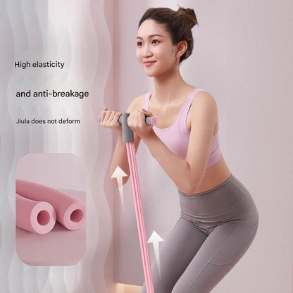 User exercising with resistance bands