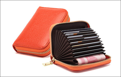 RFID blocking leather wallet in yellow color