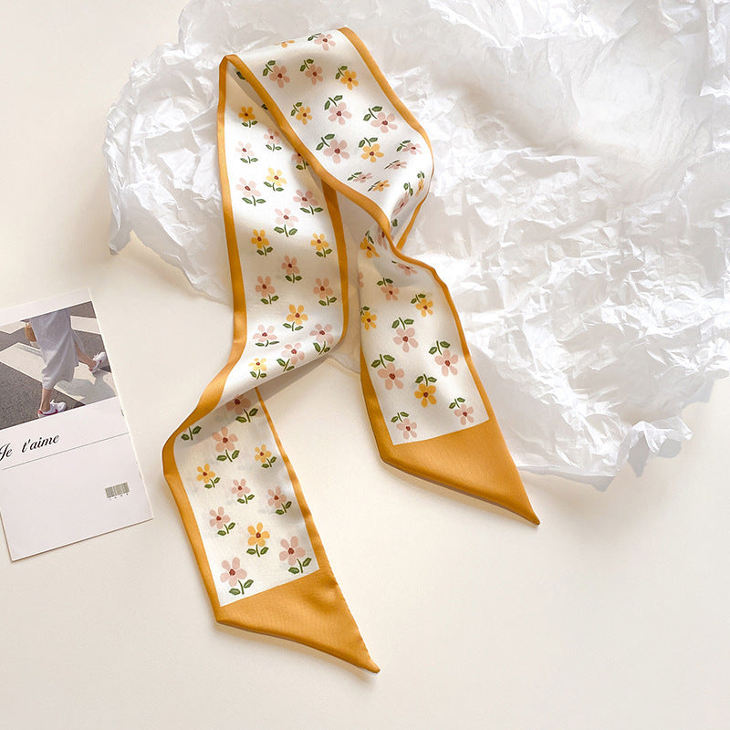 Yellow floral scarf as hairband