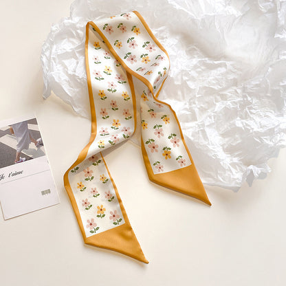 Yellow floral scarf as hairband