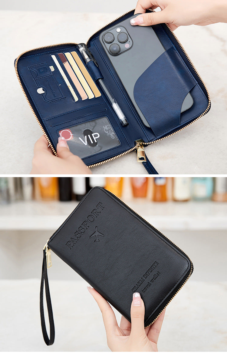 Waterproof passport wallet in sky blue