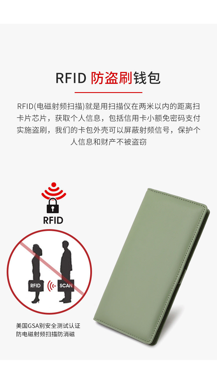 RFID blocking women's wallet open with cards