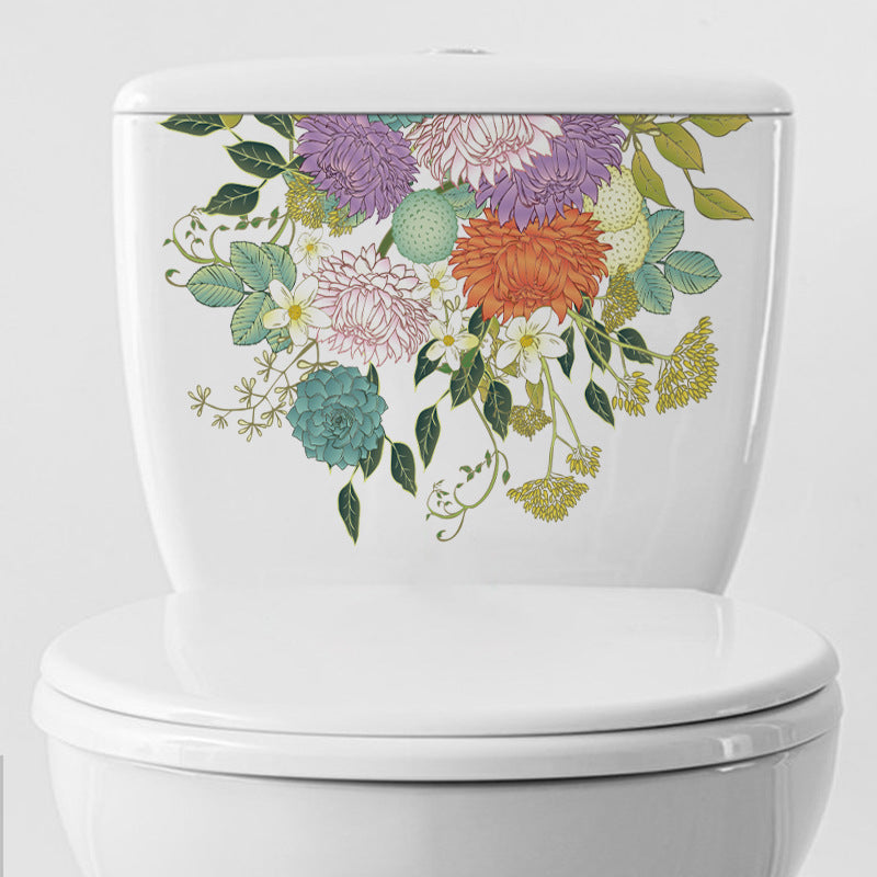 Floral toilet lid sticker design 1