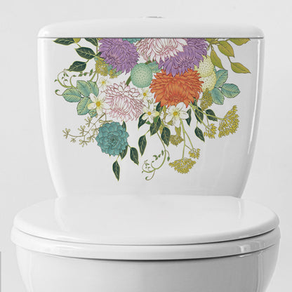 Floral toilet lid sticker design 1