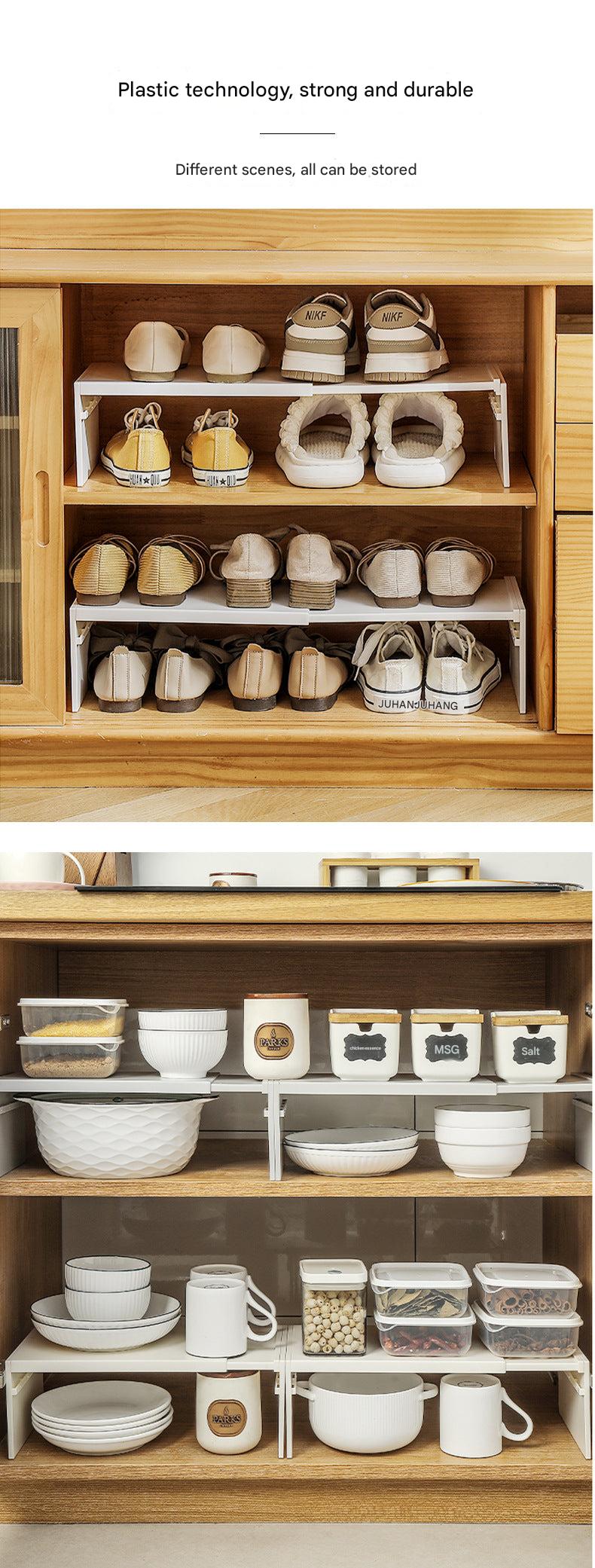 Close-up of modern kitchen organization rack