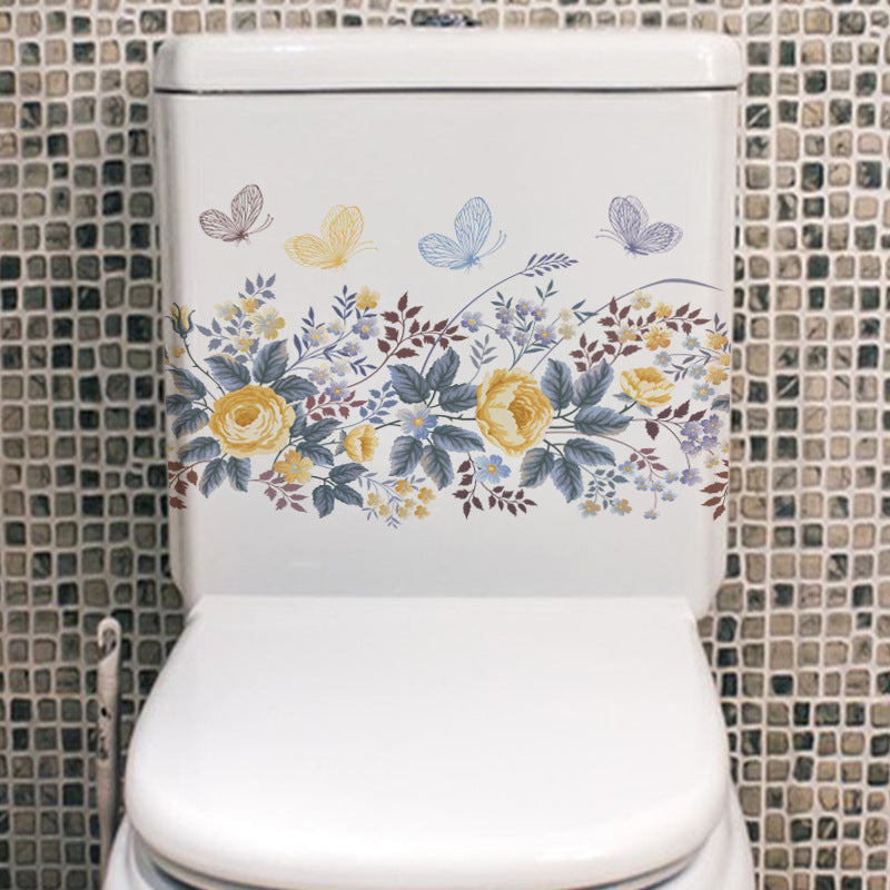 Floral toilet lid sticker design 2