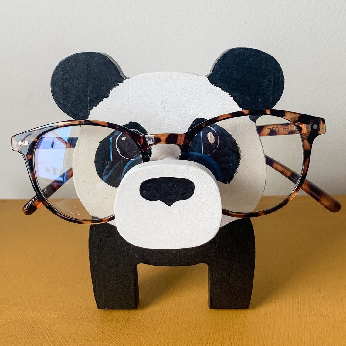 Wooden animal eyeglasses holder owl design