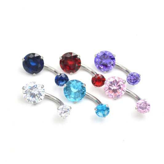 Stylish double-headed zircon navel ring image 2