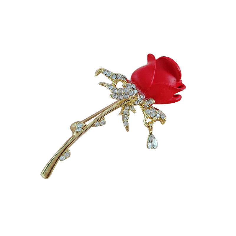 Stylish rose brooch - floral wedding accessory