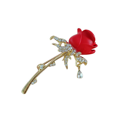 Stylish rose brooch - floral wedding accessory