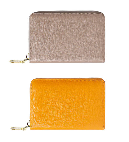 RFID blocking leather wallet in orange color
