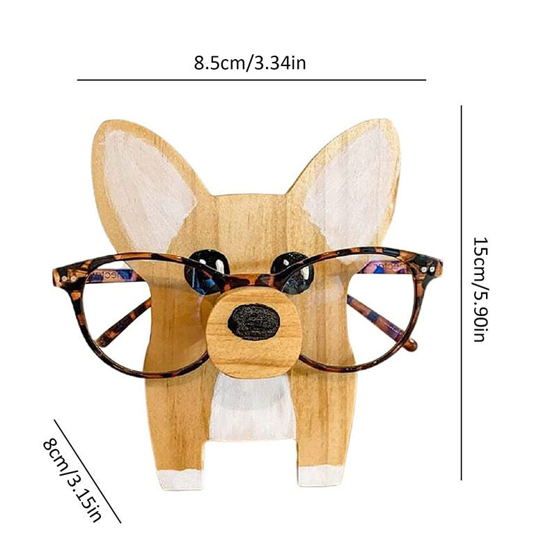 Wooden animal eyeglasses holder unique desk organizer