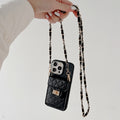 Electroplating frame-lock wallet-leather chain-black