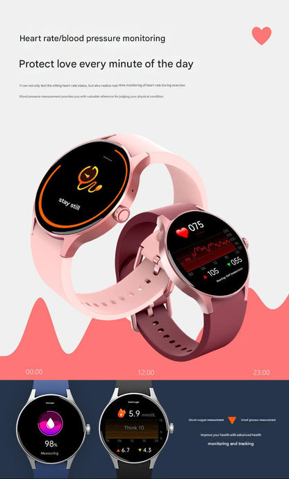 Smartwatch in pink and blue colors