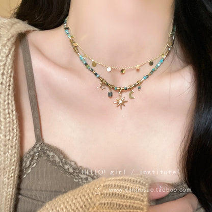 Stylish layered vintage necklace with geometric design