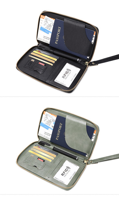 Travel zip wallet in dark blue