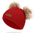 Red Hat with Double Pom-Poms