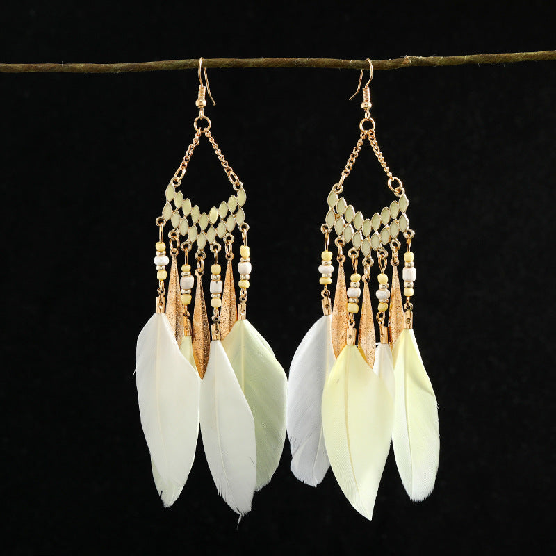 Unique long earrings with tassels