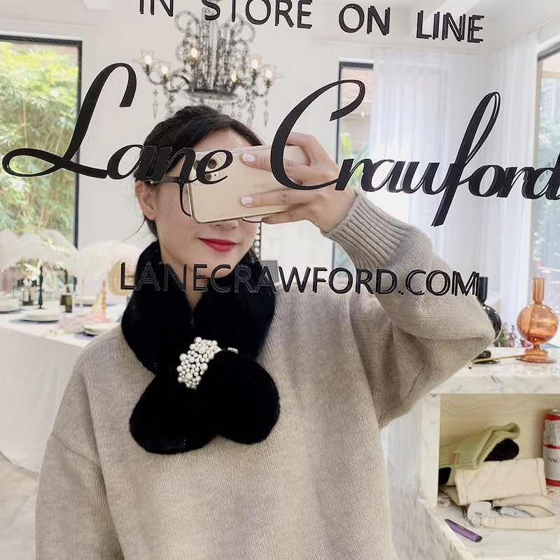 light gray faux fur neck warmer
