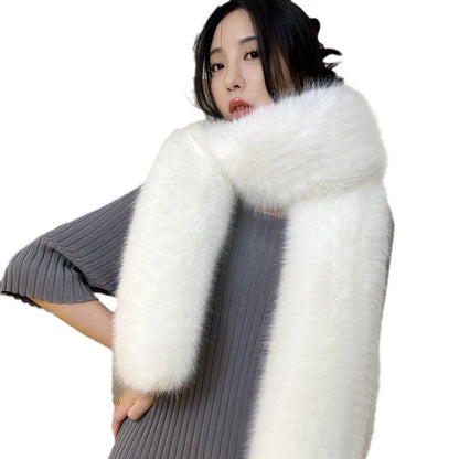 Faux fur long scarf stylishly layered