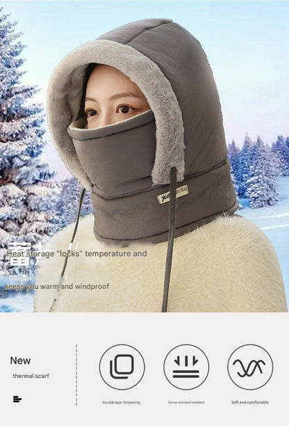 Light gray ear-covering winter hat