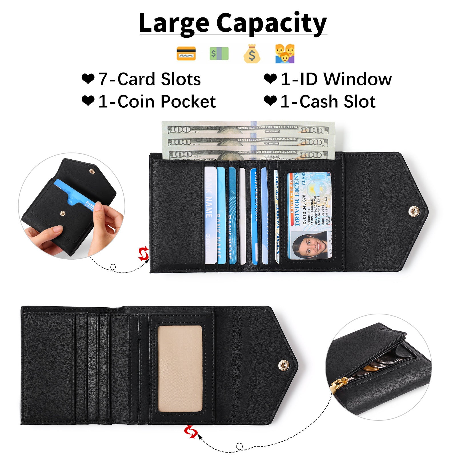 Stylish women's wallet open view