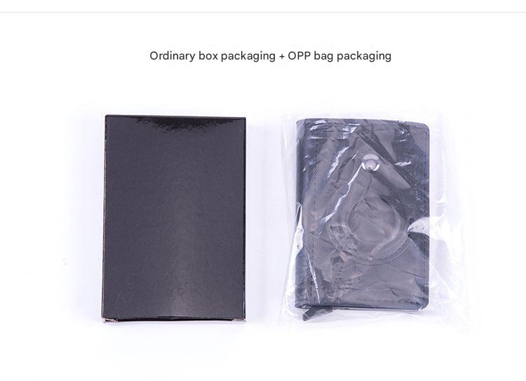Smart leather wallet with Airtag tracking in black