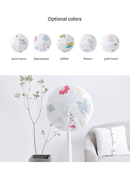 Stylish PEVA dust cover for floor fan - pink hearts design