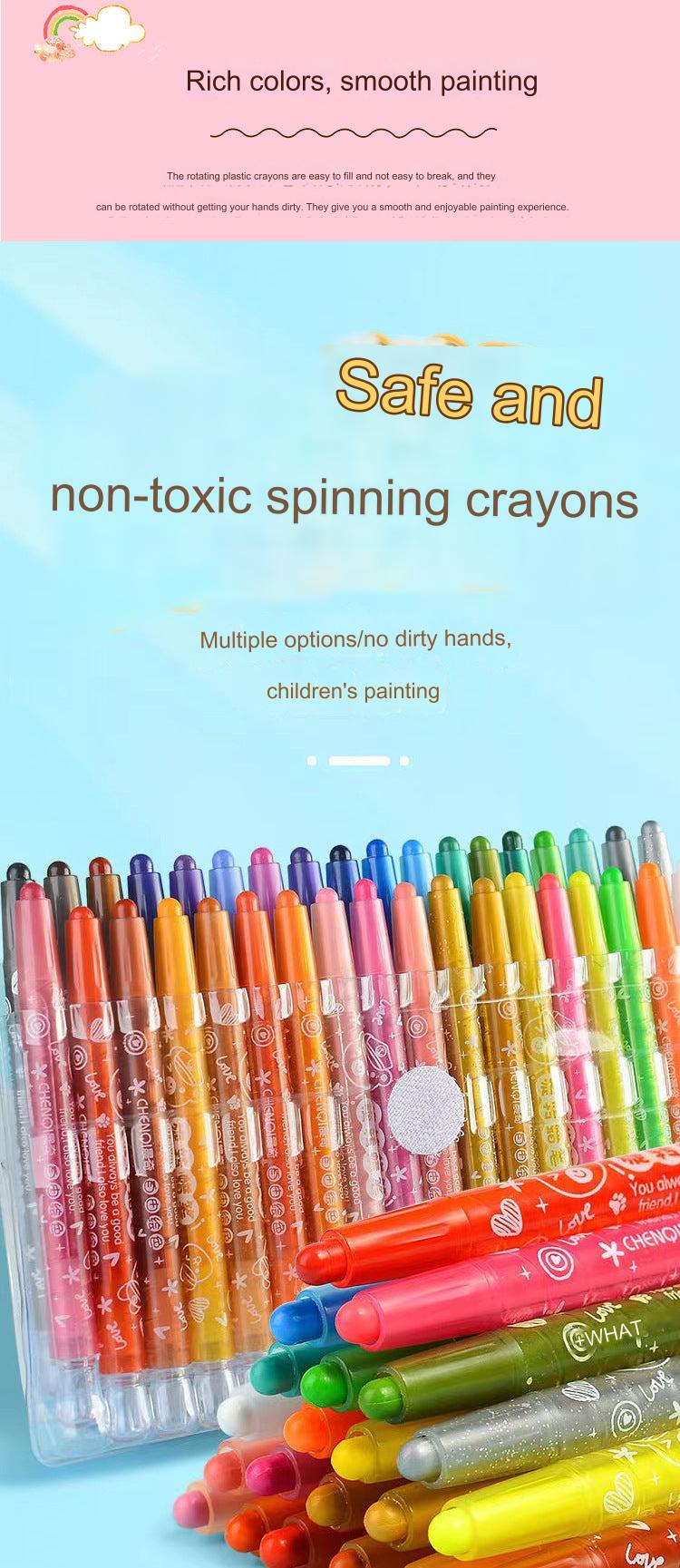 Colorful Rotating Crayon Set - Safe, Non-Toxic & Mess-Free for Kids - Ideal for Arts & Crafts Activities