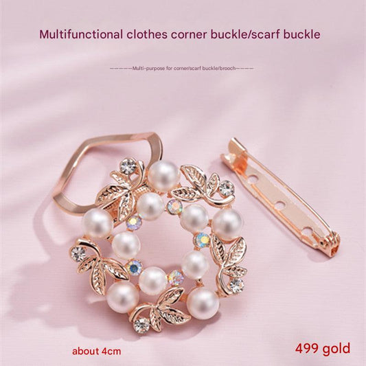 Elegant Pearl Brooch with Rhinestones Image 1