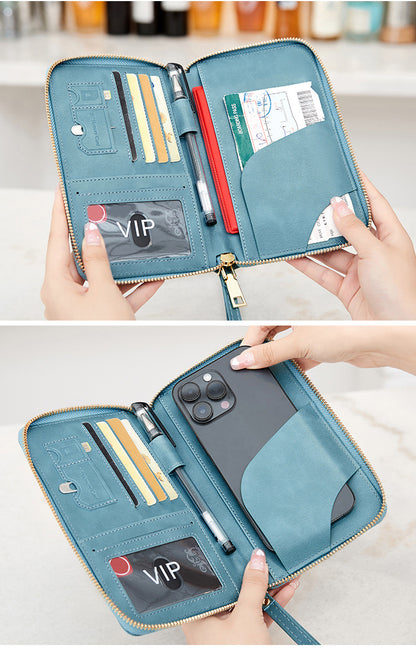 Multi-functional travel wallet in pink