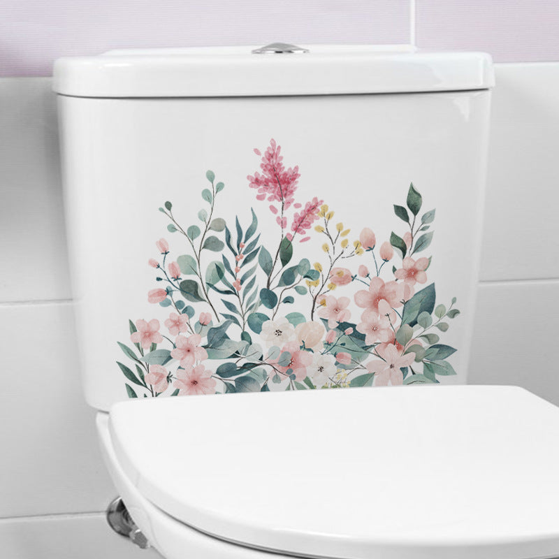 Floral toilet lid sticker design 4
