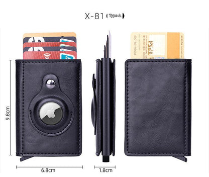 Smart leather wallet with Airtag tracking in carbon fiber