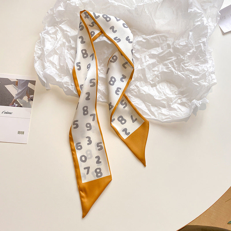 Model wearing yellow scarf in spring