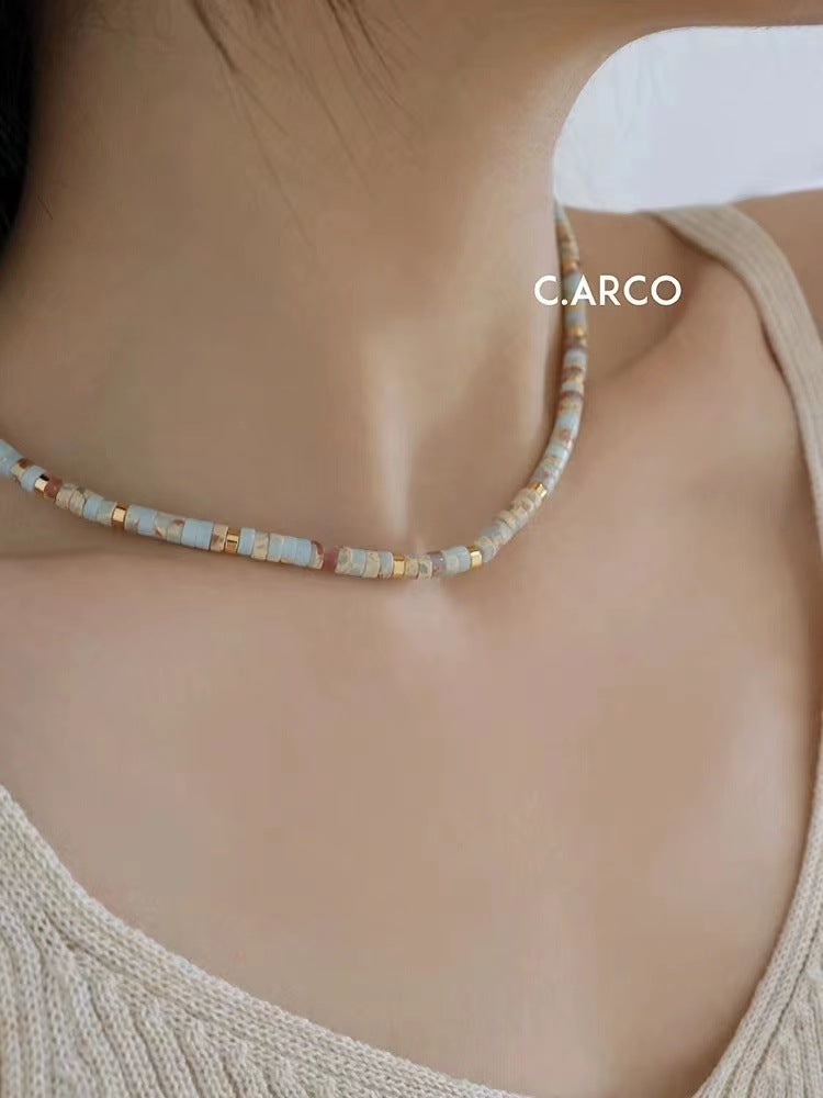 Alloy and Shoushan stone necklace