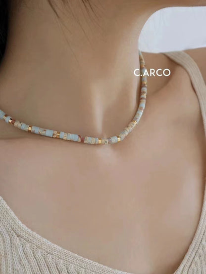 Alloy and Shoushan stone necklace