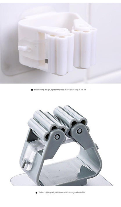 Strong adhesive mop clip for bathroom