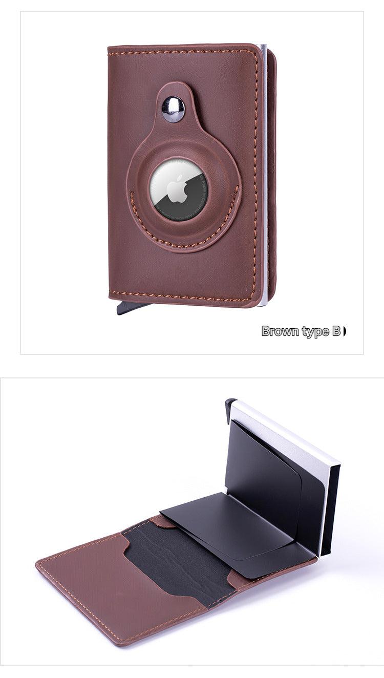 Smart leather wallet with Airtag tracking in carbon fiber