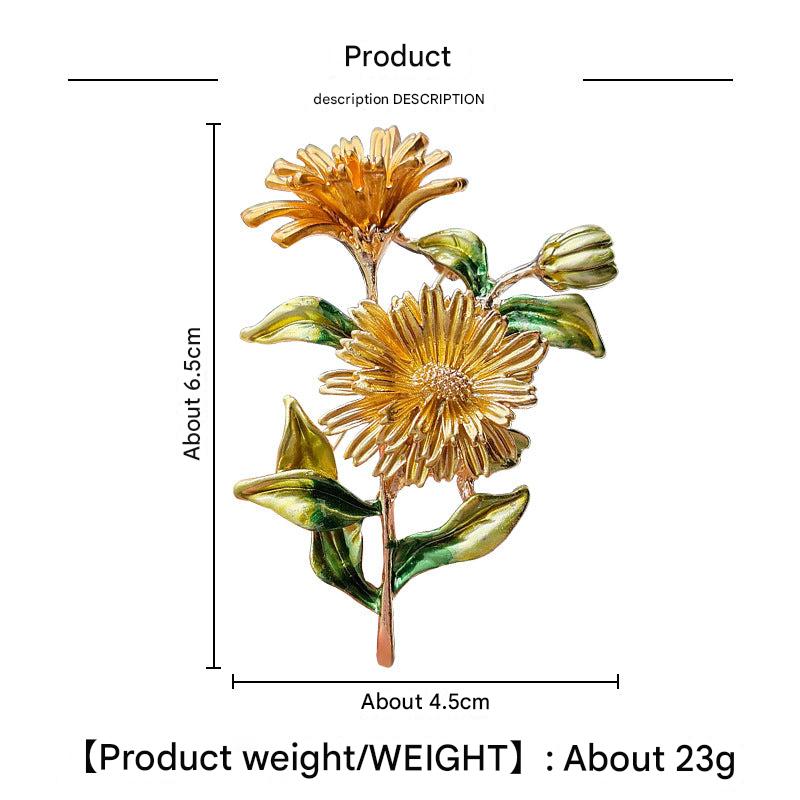 Three Daisy Brooch Yellow